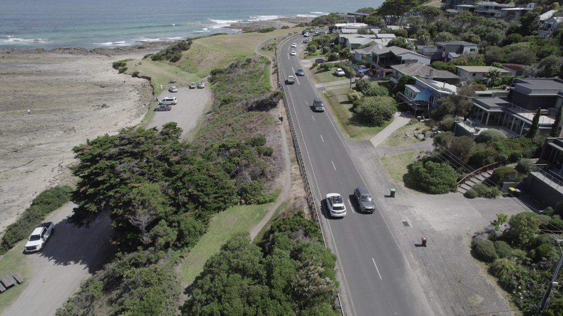 Aerial winding coastal road