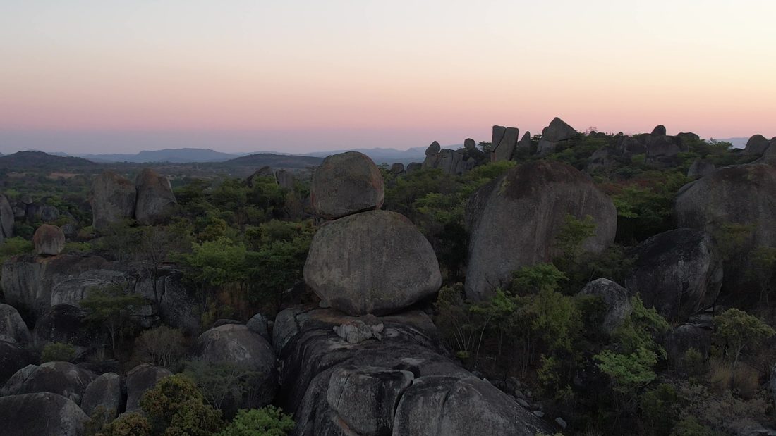 Granite boulders at sunset