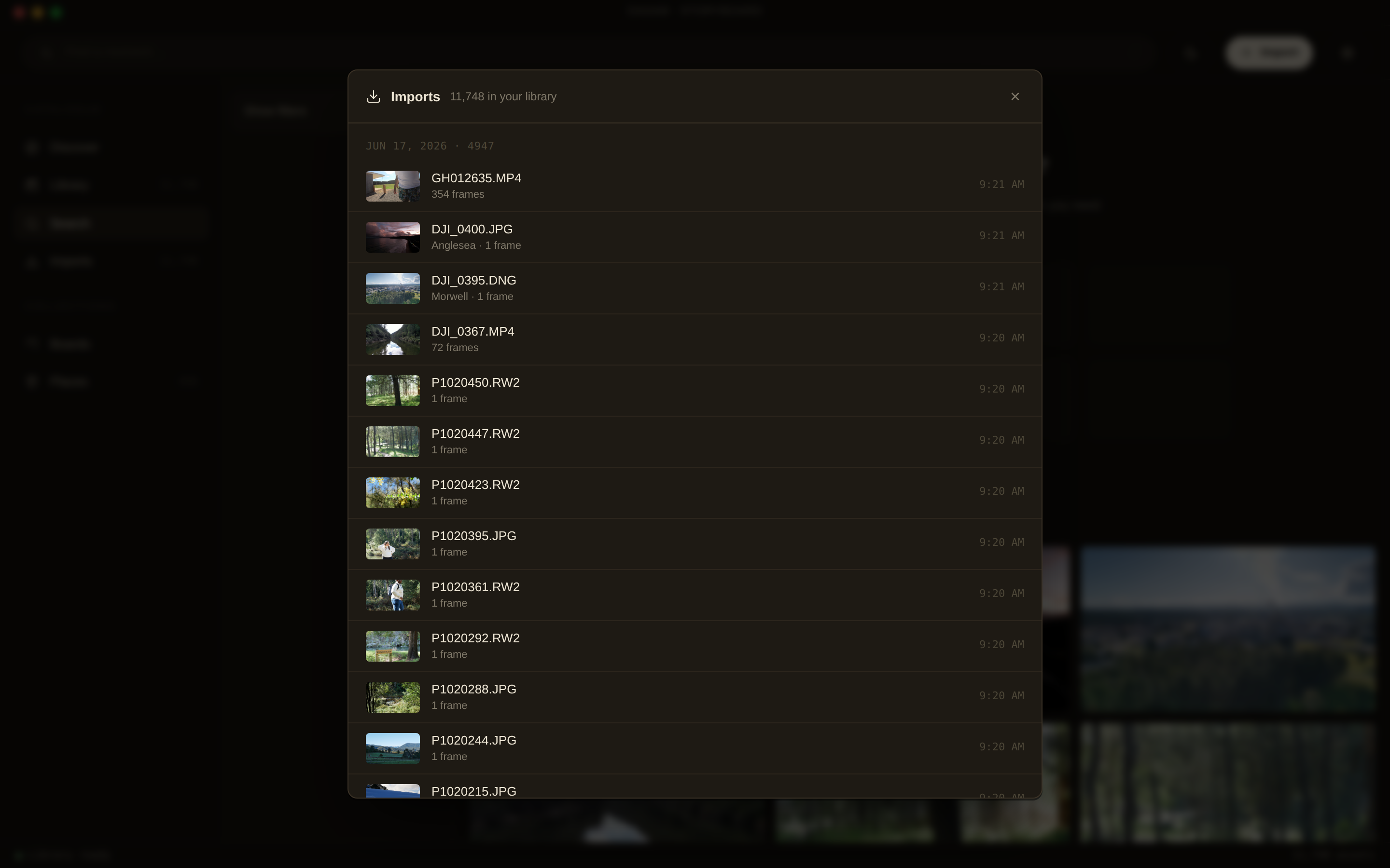 The DAAAM activity view showing indexing scale